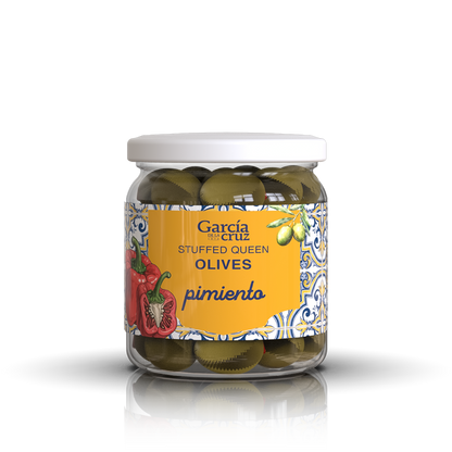 Pimiento Stuffed Olives – García de la Cruz Olive Oil Pimiento Stuffed Olives – García de la Cruz Olive Oil